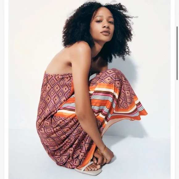 ZARA PRINTED MIDI DRESS - Picture 2 of 10